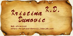 Kristina Dunović vizit kartica